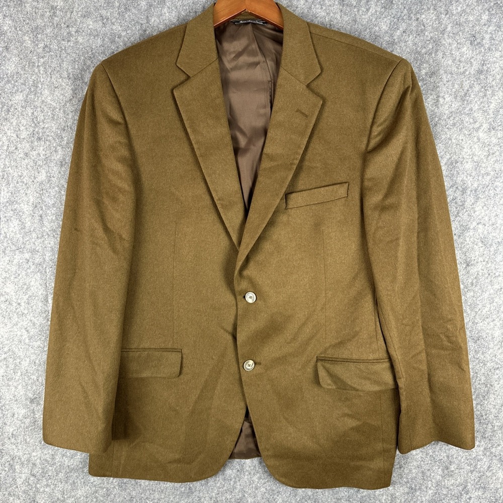 BLACK Saks Fifth Avenue Blazer Men's 44R Brown 100% Cashmere Single Breasted